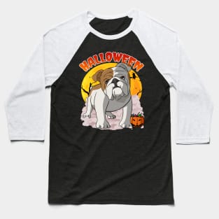 English Bulldog Witch Happy Halloween Baseball T-Shirt